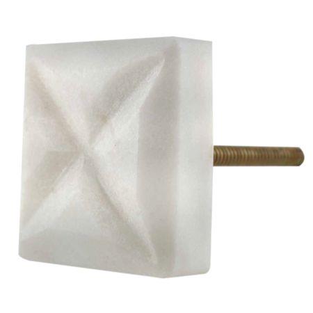 White Square Cross Marble Stone Cabinet Knobs